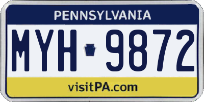 PA license plate MYH9872