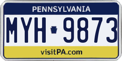 PA license plate MYH9873