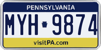 PA license plate MYH9874