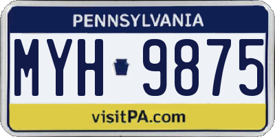 PA license plate MYH9875