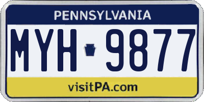 PA license plate MYH9877