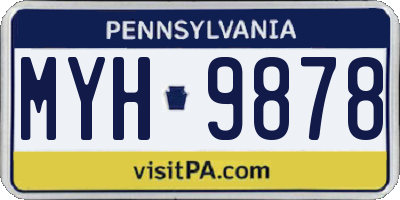 PA license plate MYH9878