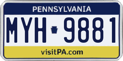 PA license plate MYH9881