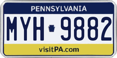 PA license plate MYH9882