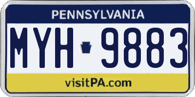 PA license plate MYH9883