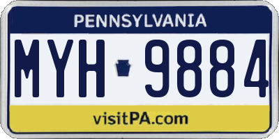 PA license plate MYH9884