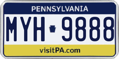 PA license plate MYH9888