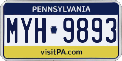 PA license plate MYH9893