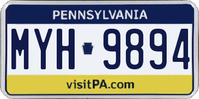 PA license plate MYH9894