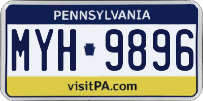 PA license plate MYH9896