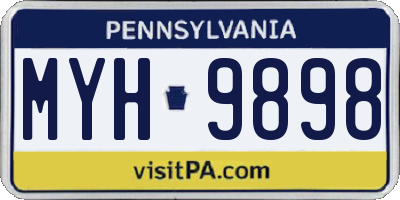 PA license plate MYH9898