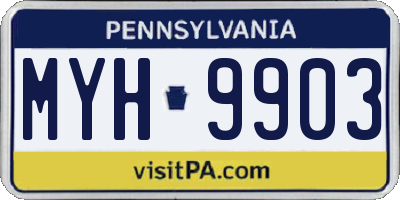 PA license plate MYH9903