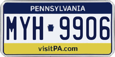 PA license plate MYH9906
