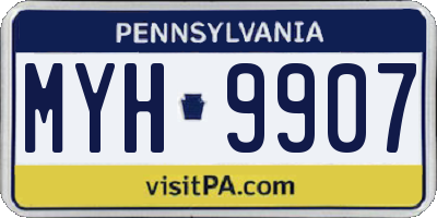 PA license plate MYH9907
