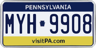 PA license plate MYH9908