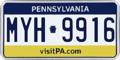 PA license plate MYH9916