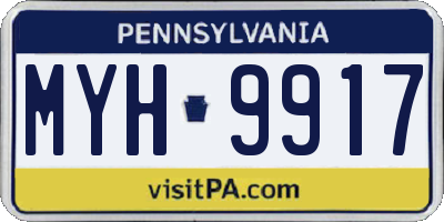 PA license plate MYH9917