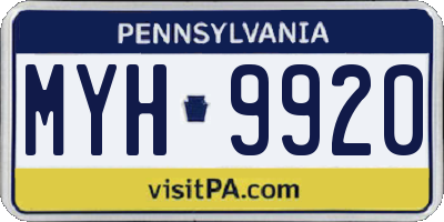 PA license plate MYH9920