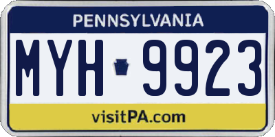 PA license plate MYH9923