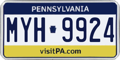 PA license plate MYH9924