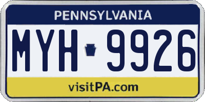 PA license plate MYH9926