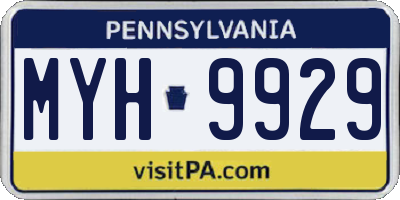 PA license plate MYH9929