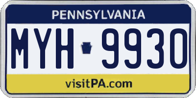 PA license plate MYH9930
