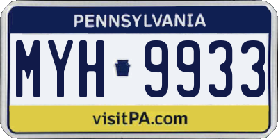PA license plate MYH9933