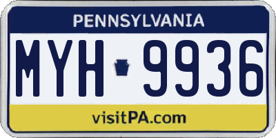 PA license plate MYH9936