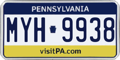 PA license plate MYH9938