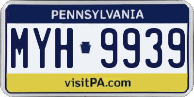 PA license plate MYH9939