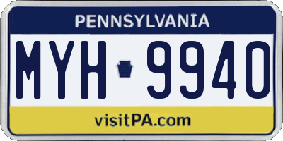 PA license plate MYH9940