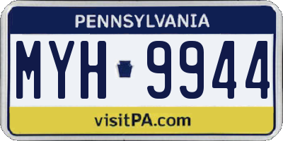 PA license plate MYH9944
