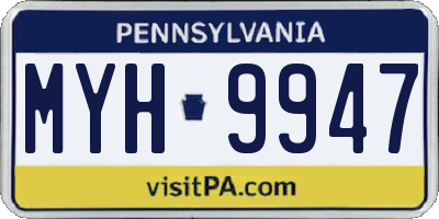PA license plate MYH9947