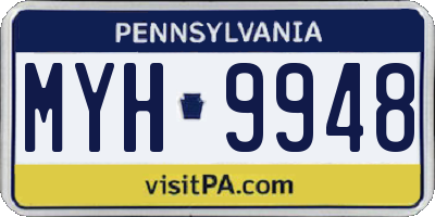 PA license plate MYH9948