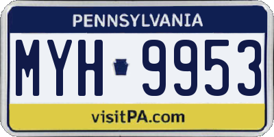 PA license plate MYH9953
