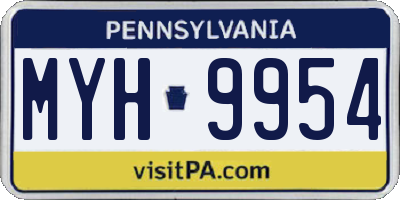 PA license plate MYH9954
