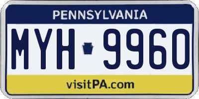PA license plate MYH9960