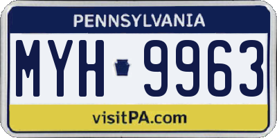 PA license plate MYH9963