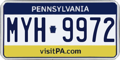 PA license plate MYH9972