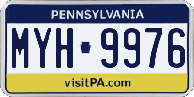 PA license plate MYH9976