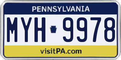 PA license plate MYH9978