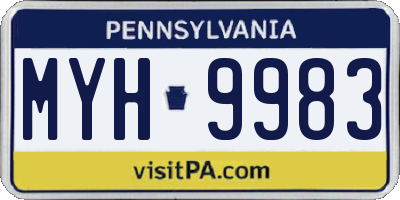 PA license plate MYH9983