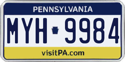 PA license plate MYH9984