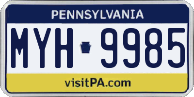 PA license plate MYH9985