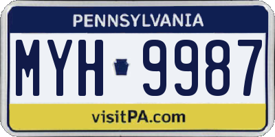 PA license plate MYH9987
