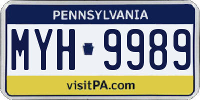 PA license plate MYH9989