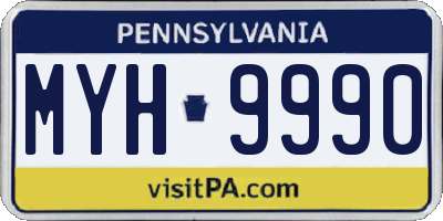 PA license plate MYH9990