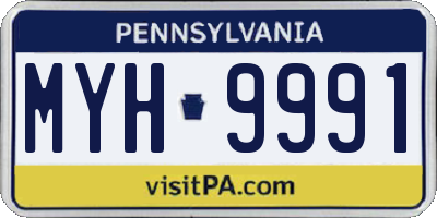 PA license plate MYH9991