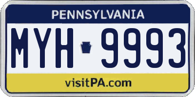 PA license plate MYH9993